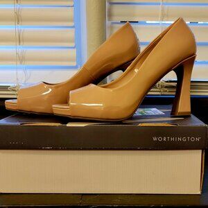NWOT Nude Peeptoe Pumps, Size 8.5